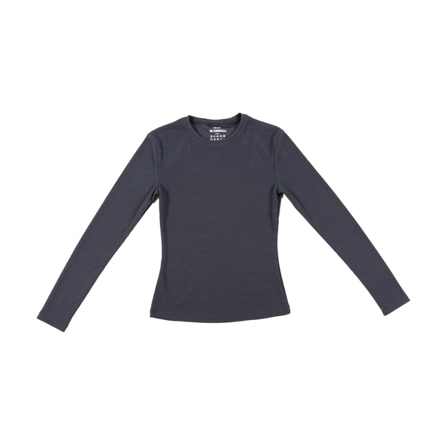 Navy Heather | Women Ribbed Long Sleeve T-shirt - Ribbed Long Sleeve T-shirt - Jobedu Jordan