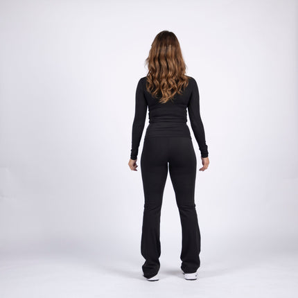 Black | Women's Soft Knit Flare Leggings - Women's Soft Knit Flare Leggings - Jobedu Jordan