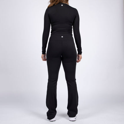 Black | Women's Soft Knit Flare Leggings - Women's Soft Knit Flare Leggings - Jobedu Jordan