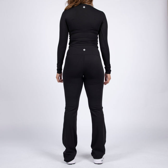Black | Women's Soft Knit Flare Leggings - Women's Soft Knit Flare Leggings - Jobedu Jordan