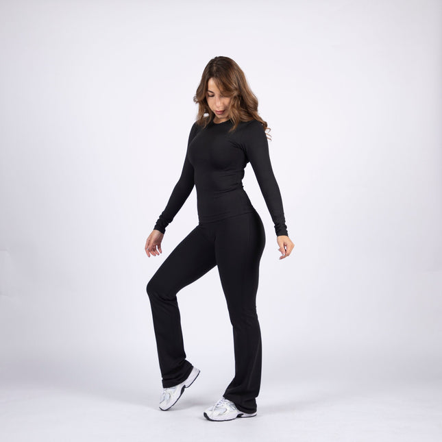 Black | Women's Soft Knit Long Sleeve Tshirt - Women's Soft Knit Long Sleeve Tshirt - Jobedu Jordan