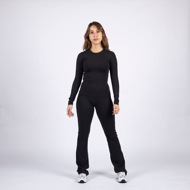 Black | Women's Soft Knit Long Sleeve Tshirt - Women's Soft Knit Long Sleeve Tshirt - Jobedu Jordan