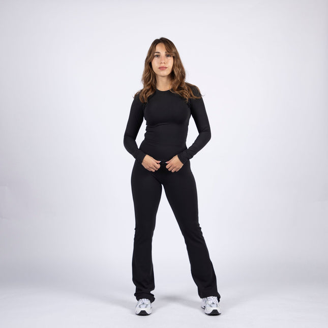 Black | Women's Soft Knit Long Sleeve Tshirt - Women's Soft Knit Long Sleeve Tshirt - Jobedu Jordan