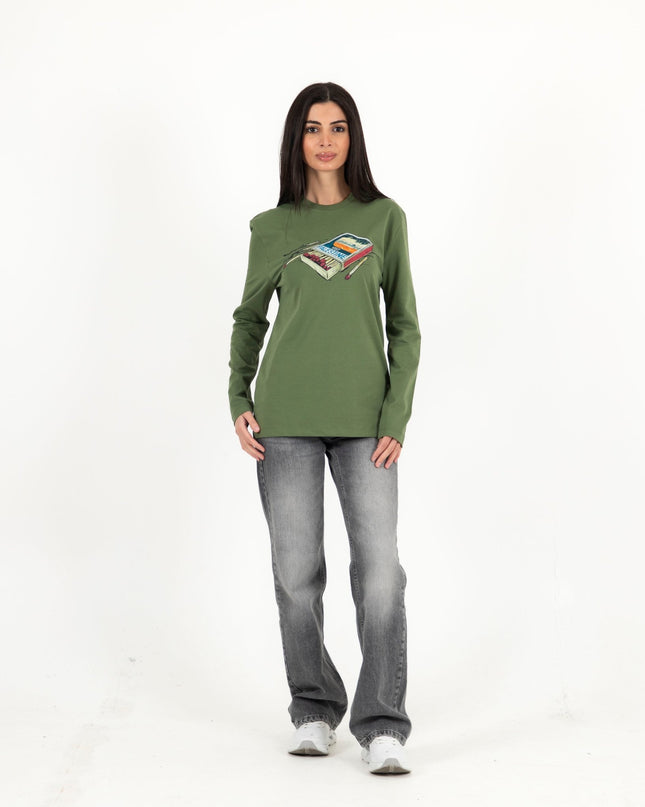 Farha Visit Palestine | Premium T-shirt Unisex Longsleeve Basic Cut - Premium T-shirt Unisex Longsleeve Basic Cut - Jobedu Jordan