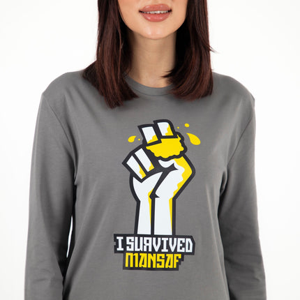 I Survived Mansaf | Premium T-shirt Unisex Longsleeve Basic Cut - Premium T-shirt Unisex Longsleeve Basic Cut - Jobedu Jordan