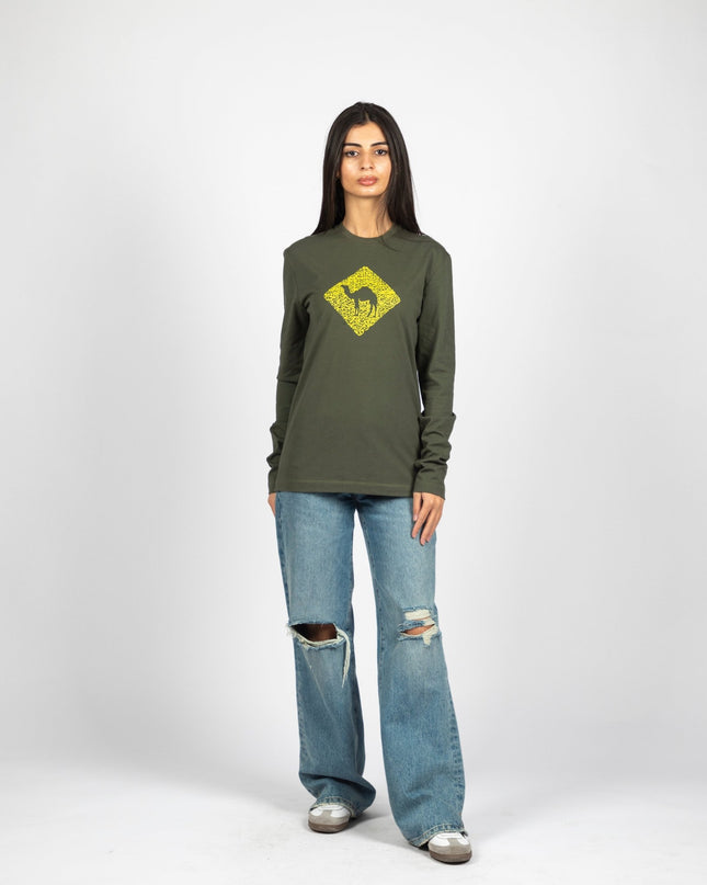 Jobedu Camel Crossing Calligraphy | Adult Graphic Longsleeve Tshirt - Adult Graphic Longsleeve Tshirt - Jobedu Jordan