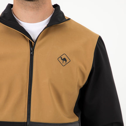 Jobedu Camel Crossing Logo Summet Black - Utlity Brown | Unisex Premium Windwall Jacket - Unisex Superbasic Windwall Jacket - Jobedu Jordan