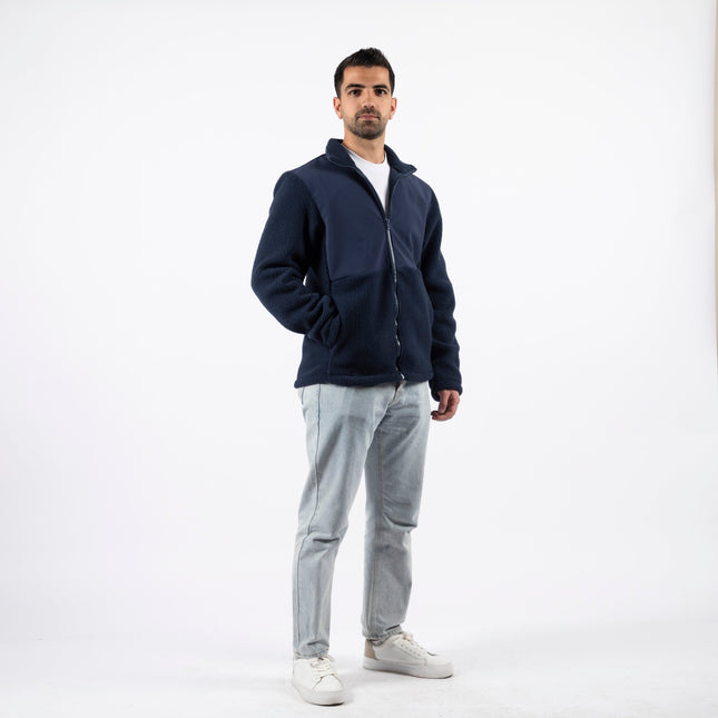 Navy Blue | Unisex Premium Superbasic Windwall Sherpa Jacket - Unisex Superbasic Windwall Sherpa Jacket - Jobedu Jordan