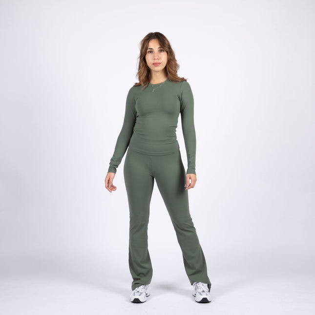 Olive | Women's Soft Knit Long Sleeve Tshirt - Women's Soft Knit Long Sleeve Tshirt - Jobedu Jordan