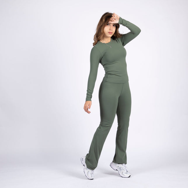 Olive | Women's Soft Knit Long Sleeve Tshirt - Women's Soft Knit Long Sleeve Tshirt - Jobedu Jordan