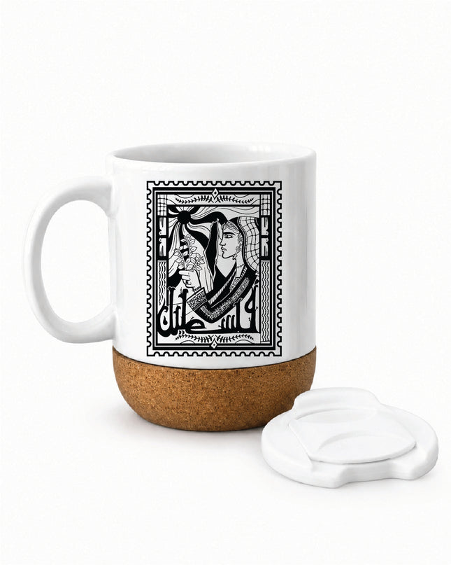 Palestine Stamp | Soft Wooden Plate Mug - Accessories - Soft Wooden Plate Mug - Jobedu Jordan