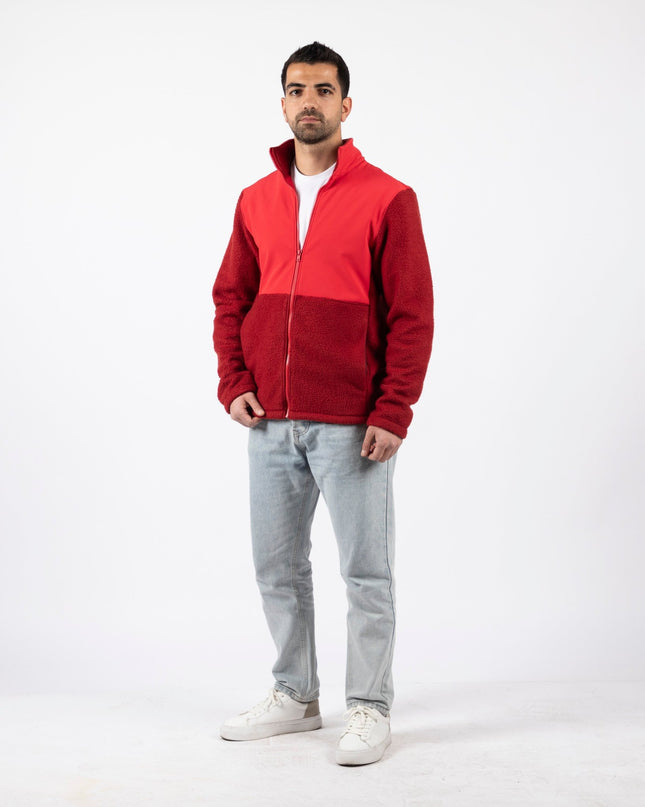 Red | Unisex Premium Superbasic Windwall Sherpa Jacket - Unisex Superbasic Windwall Sherpa Jacket - Jobedu Jordan