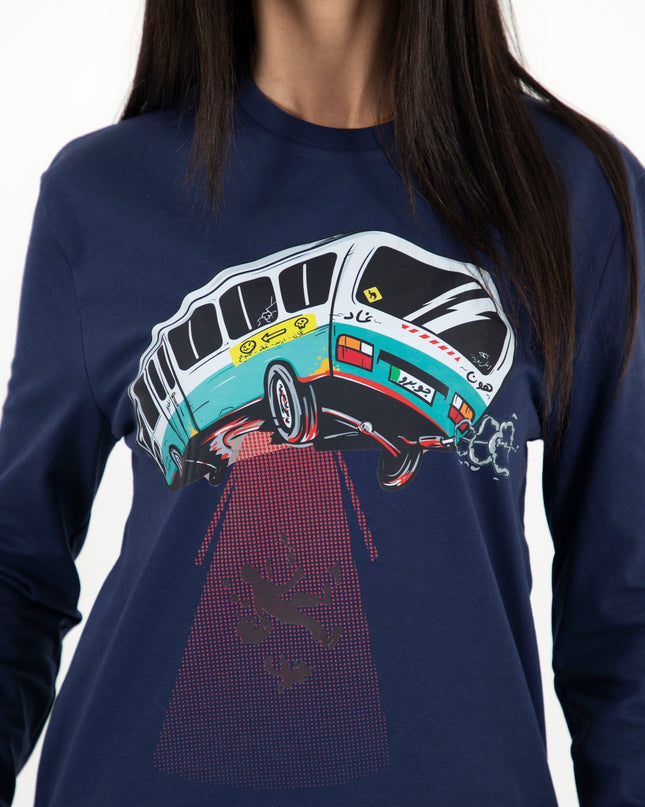 UFO Bus | Premium T-shirt Unisex Longsleeve Basic Cut - Premium T-shirt Unisex Longsleeve Basic Cut - Jobedu Jordan