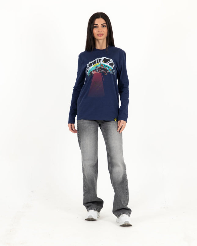 UFO Bus | Premium T-shirt Unisex Longsleeve Basic Cut - Premium T-shirt Unisex Longsleeve Basic Cut - Jobedu Jordan