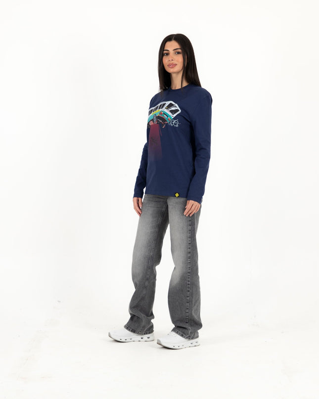 UFO Bus | Premium T-shirt Unisex Longsleeve Basic Cut - Premium T-shirt Unisex Longsleeve Basic Cut - Jobedu Jordan