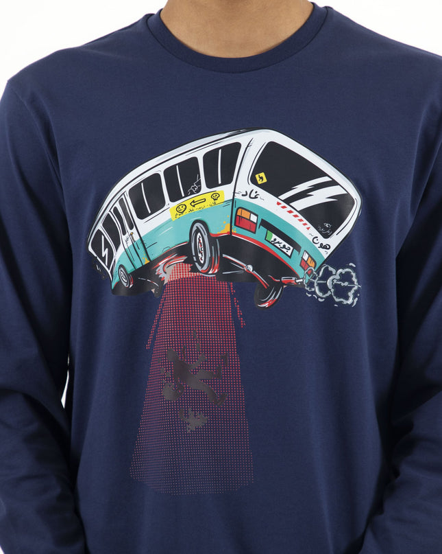 UFO Bus | Premium T-shirt Unisex Longsleeve Basic Cut - Premium T-shirt Unisex Longsleeve Basic Cut - Jobedu Jordan