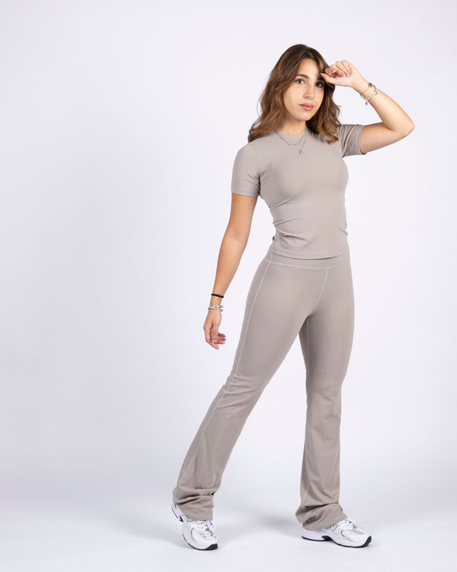 Warm Clay | Women's Soft Knit Flare Leggings - Women's Soft Knit Flare Leggings - Jobedu Jordan