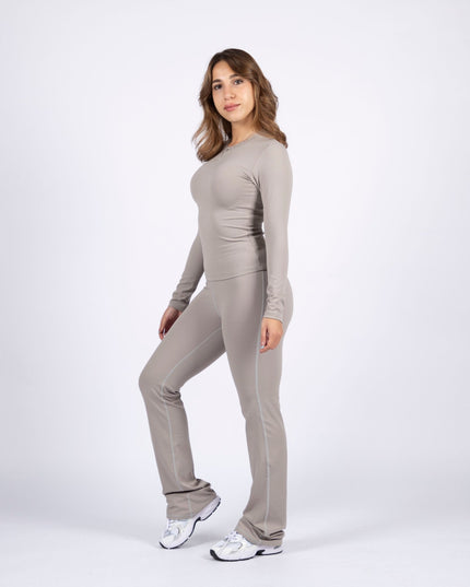Warm Clay | Women's Soft Knit Flare Leggings - Women's Soft Knit Flare Leggings - Jobedu Jordan