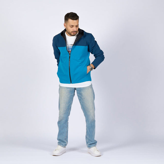 Aqua Blue - Navy Blue | Adult Hooded Winterproof Jacket - Jackets - Jobedu Jordan