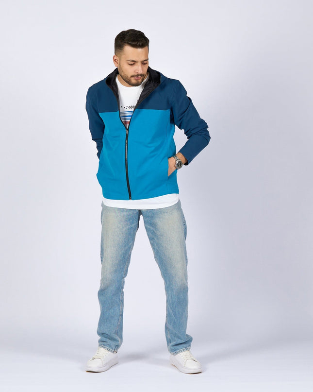 Aqua Blue - Navy Blue | Adult Hooded Winterproof Jacket - Jackets - Jobedu Jordan