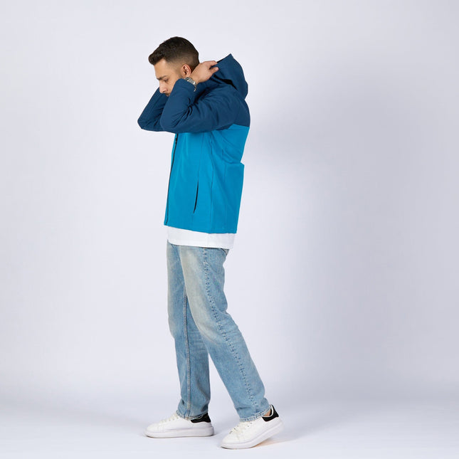 Aqua Blue - Navy Blue | Adult Hooded Winterproof Jacket - Jackets - Jobedu Jordan