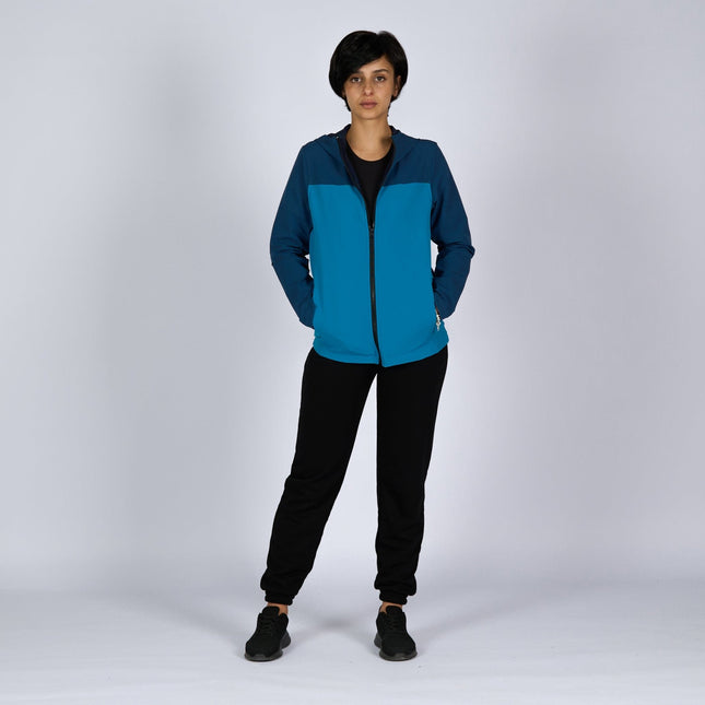 Aqua Blue - Navy Blue | Women Hooded Winterproof Jacket - Women's Jackets - Jobedu Jordan