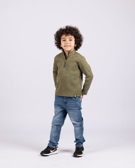 Army Green | Kids Quarter Zip Sweater - Kids Quarter Zip Sweater - Jobedu Jordan