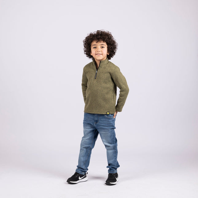 Army Green | Kids Quarter Zip Sweater - Kids Quarter Zip Sweater - Jobedu Jordan