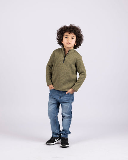 Army Green | Kids Quarter Zip Sweater - Kids Quarter Zip Sweater - Jobedu Jordan