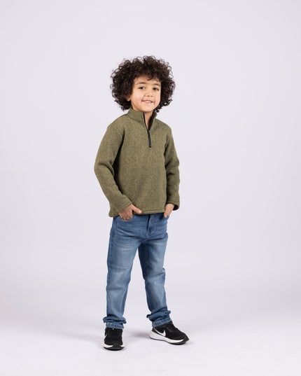 Army Green | Kids Quarter Zip Sweater - Kids Quarter Zip Sweater - Jobedu Jordan