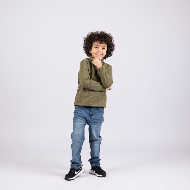 Army Green | Kids Quarter Zip Sweater - Kids Quarter Zip Sweater - Jobedu Jordan