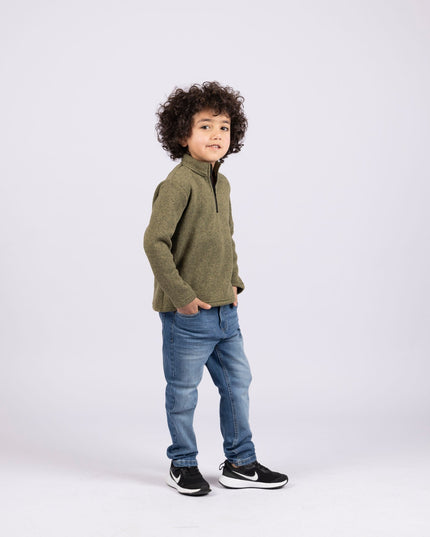 Army Green | Kids Quarter Zip Sweater - Kids Quarter Zip Sweater - Jobedu Jordan