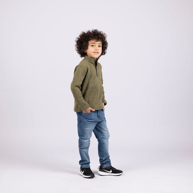 Army Green | Kids Quarter Zip Sweater - Kids Quarter Zip Sweater - Jobedu Jordan