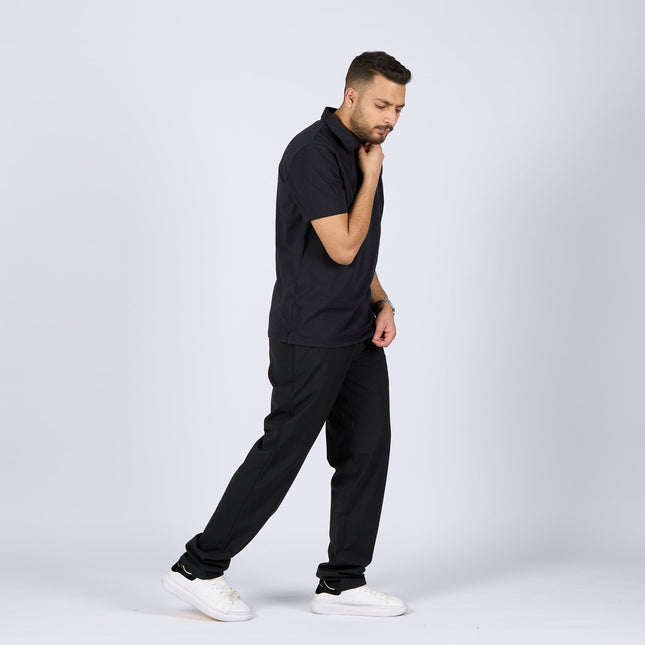 Black | Adult Short Sleeve Polo - Basic Polo T-Shirt - Jobedu Jordan