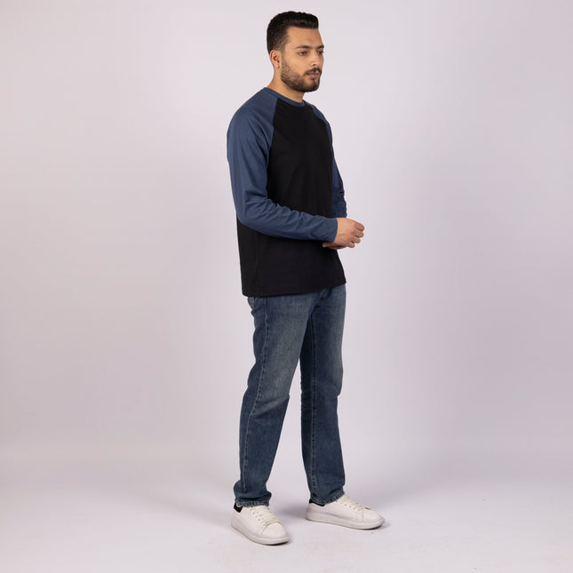BLACK - BURNT NAVY | Adult Long Sleeve Baseball Tshirt - Adult Long Sleeve Baseball Tshirt - Jobedu Jordan