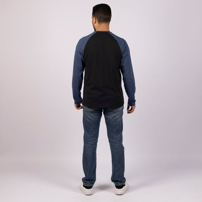 BLACK - BURNT NAVY | Adult Long Sleeve Baseball Tshirt - Adult Long Sleeve Baseball Tshirt - Jobedu Jordan