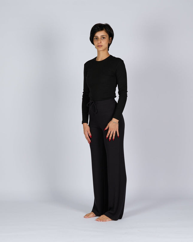Black Soot | Women Ribbed Long Sleeve T-shirt - Ribbed Long Sleeve T-shirt - Jobedu Jordan