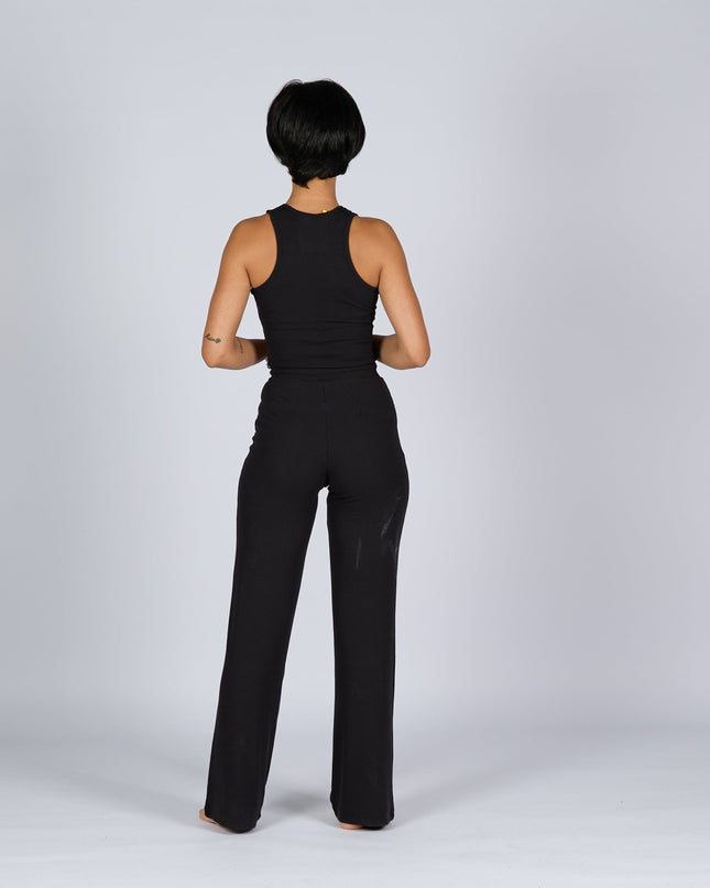 Black Soot | Women Ribbed Wide Leg Lounge Pants - Women Ribbed Wide Leg Lounge Pants - Jobedu Jordan