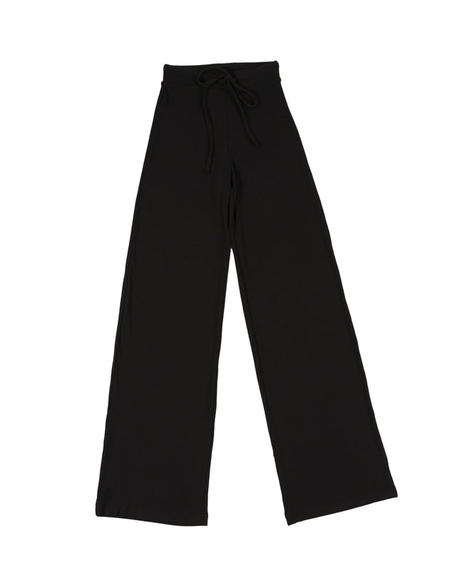 Black Soot | Women Ribbed Wide Leg Lounge Pants - Women Ribbed Wide Leg Lounge Pants - Jobedu Jordan