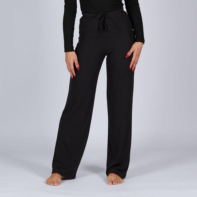 Black Soot | Women Ribbed Wide Leg Lounge Pants - Women Ribbed Wide Leg Lounge Pants - Jobedu Jordan