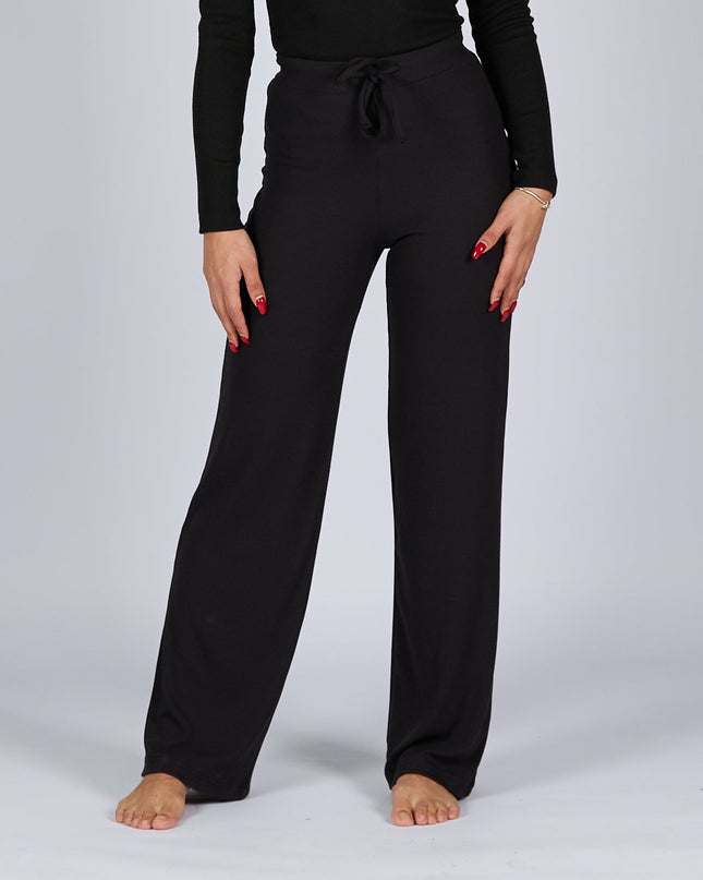 Black Soot | Women Ribbed Wide Leg Lounge Pants - Women Ribbed Wide Leg Lounge Pants - Jobedu Jordan