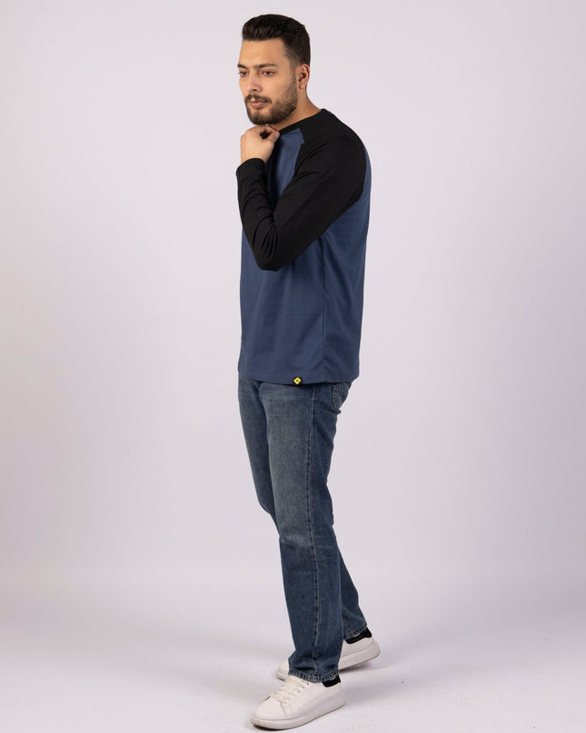 BURNT NAVY - BLACK | Adult Long Sleeve Baseball Tshirt - Adult Long Sleeve Baseball Tshirt - Jobedu Jordan