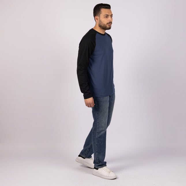 BURNT NAVY - BLACK | Adult Long Sleeve Baseball Tshirt - Adult Long Sleeve Baseball Tshirt - Jobedu Jordan