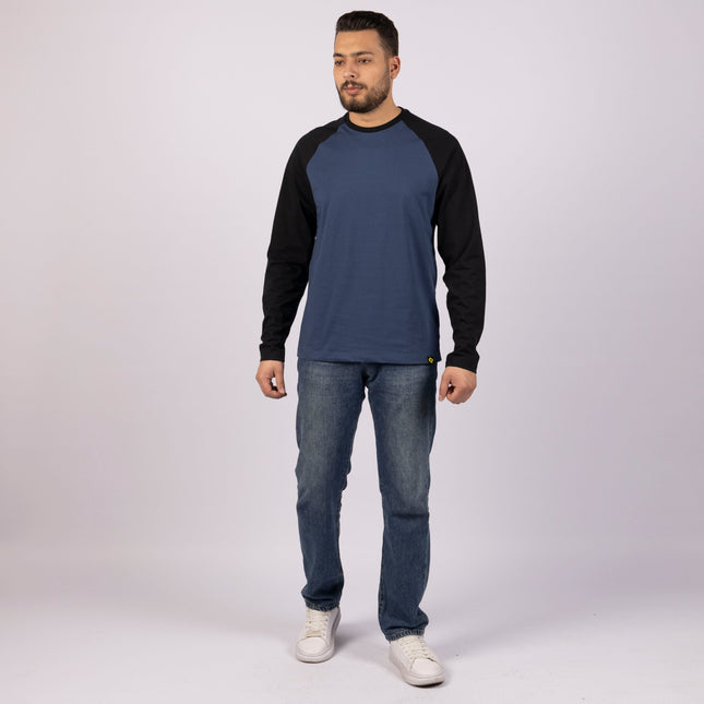 BURNT NAVY - BLACK | Adult Long Sleeve Baseball Tshirt - Adult Long Sleeve Baseball Tshirt - Jobedu Jordan