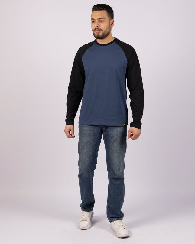 BURNT NAVY - BLACK | Adult Long Sleeve Baseball Tshirt - Adult Long Sleeve Baseball Tshirt - Jobedu Jordan