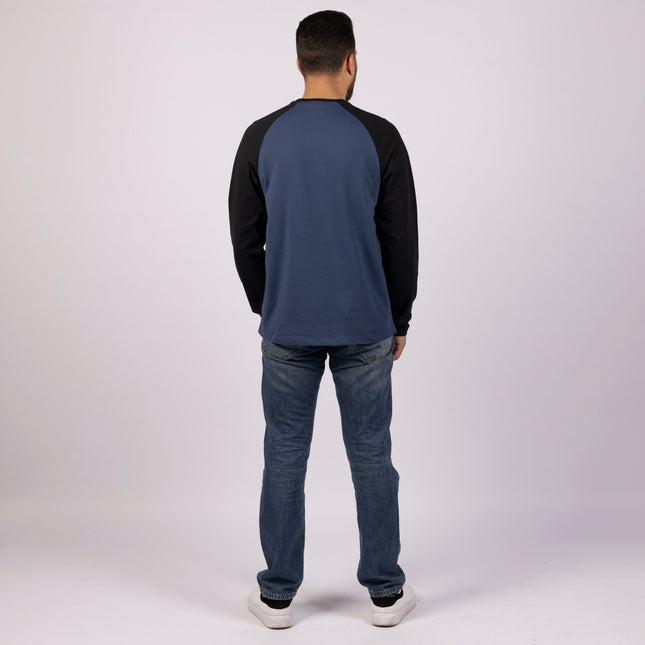 BURNT NAVY - BLACK | Adult Long Sleeve Baseball Tshirt - Adult Long Sleeve Baseball Tshirt - Jobedu Jordan