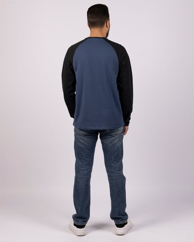 BURNT NAVY - BLACK | Adult Long Sleeve Baseball Tshirt - Adult Long Sleeve Baseball Tshirt - Jobedu Jordan