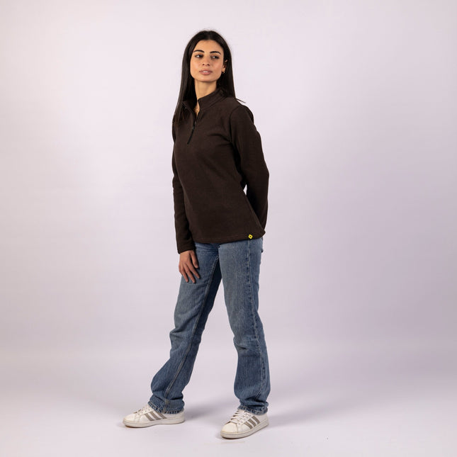 Carob | Women Quarter Zip Sweater - Women Quarter Zip Sweater - Jobedu Jordan
