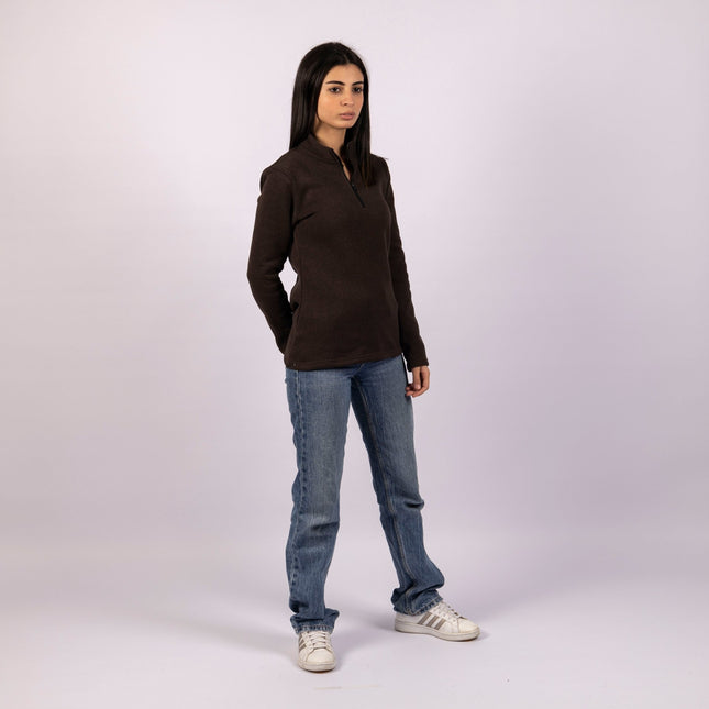 Carob | Women Quarter Zip Sweater - Women Quarter Zip Sweater - Jobedu Jordan