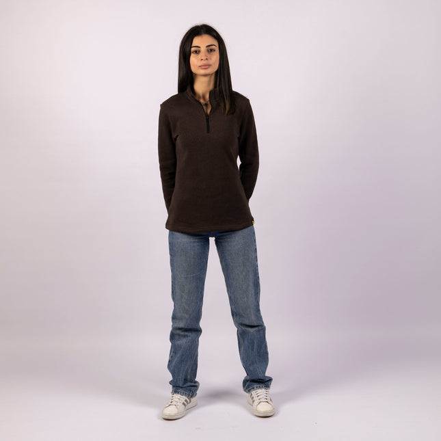 Carob | Women Quarter Zip Sweater - Women Quarter Zip Sweater - Jobedu Jordan